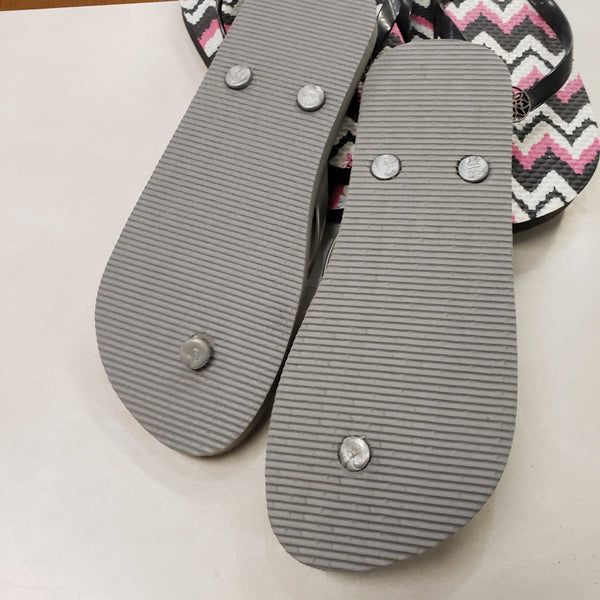 Gray chevron flip flops