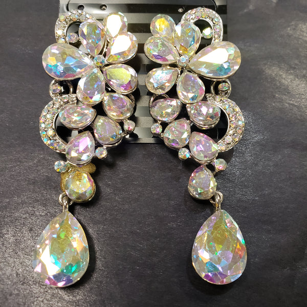 AB flower rhinestone earrings