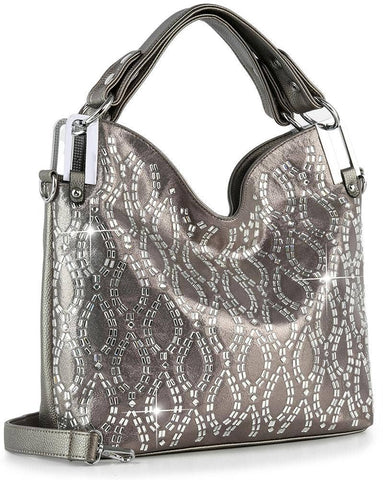 Pewter Rhinestone Fashion Handbag