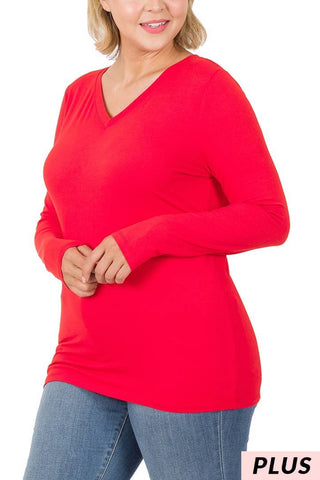 Ruby Red Plus Microfiber V-neck Tee