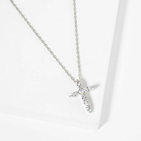 Rhinestone CZ Cross Necklace