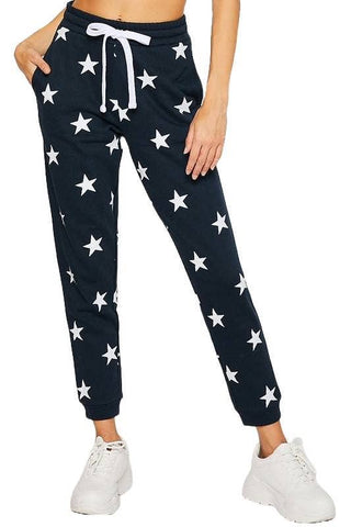 Navy Blue Star Print Sweatpant