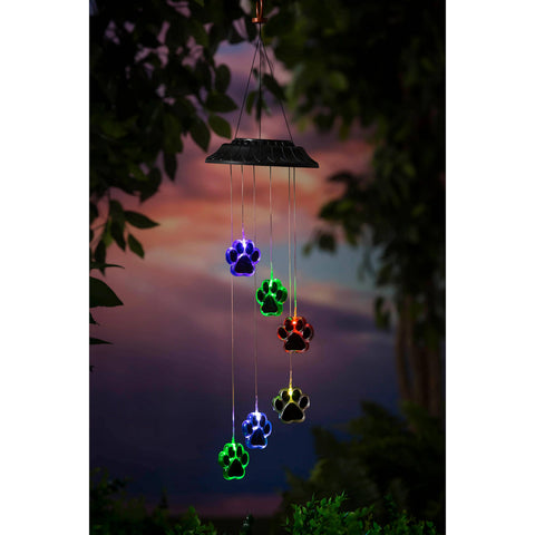 Paw Print Pet Color Changing Solar Mobile
