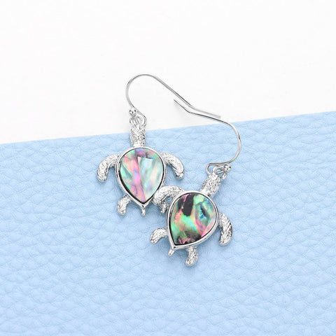 Abalone Turtle Dangle Earrings