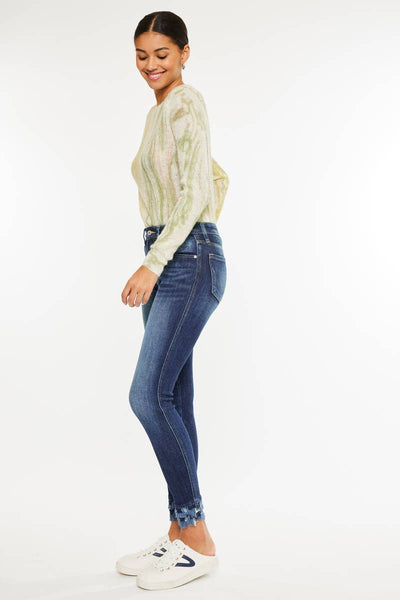 Kan Can fray hem dark jean