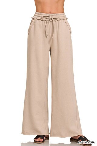 Ash Mocha Fleece Wide Leg Sweatpants