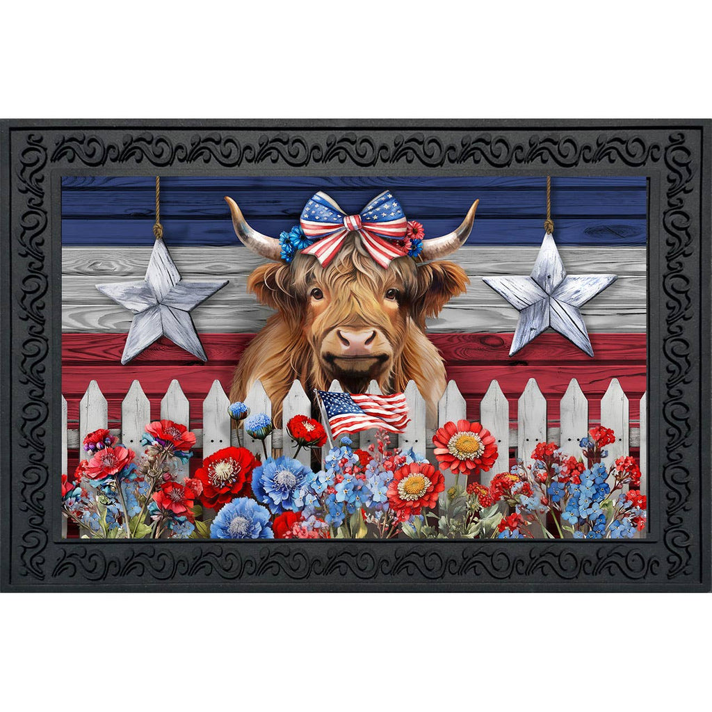 Patriotic Highland Cow Doormat