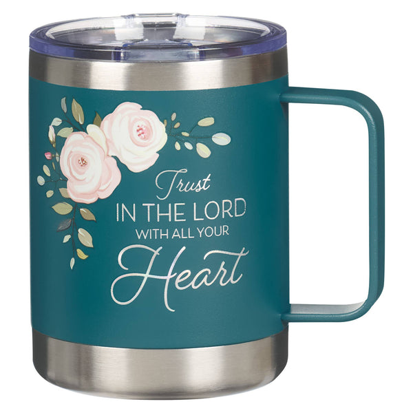 Teal Stainless mug w/lid Trust in the Lord Prov. 3:5