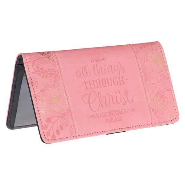 Checkbook Wallet Pink All Things Through Christ Phil. 4:13
