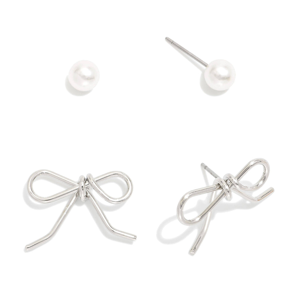 Pearl and Ribbon Bow earrings