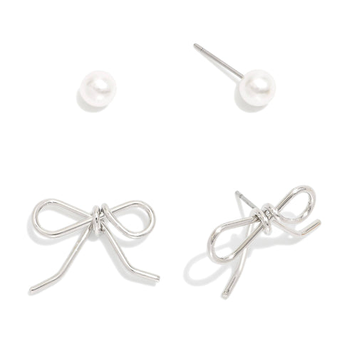 Pearl and Ribbon Bow earrings