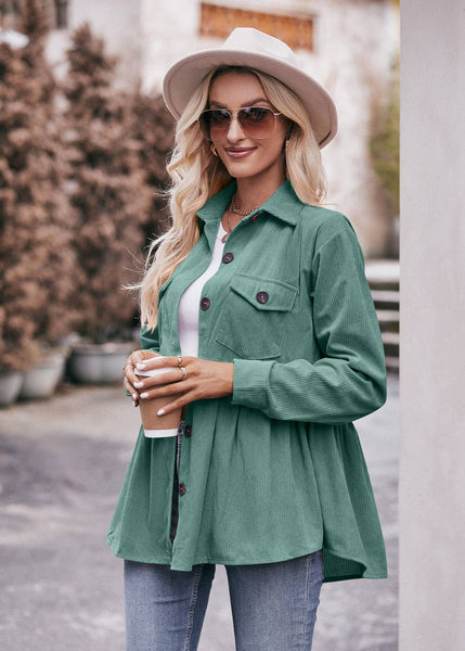 Green Babydoll Corduroy Shirt