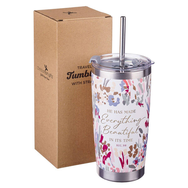 Floral Everything Beautiful Ecc. 3:11 Tumbler Travel cup