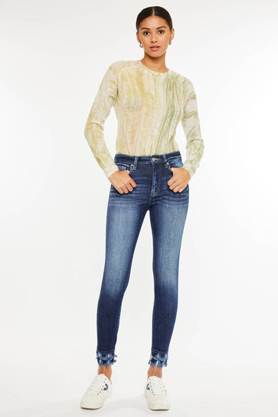 Kan Can fray hem dark jean