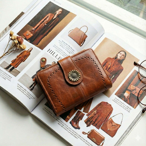 Vegan Leather Laser Cut Out Detail Wallet