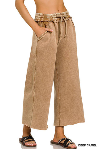 Camel Acid Wash cropped Sweatpants