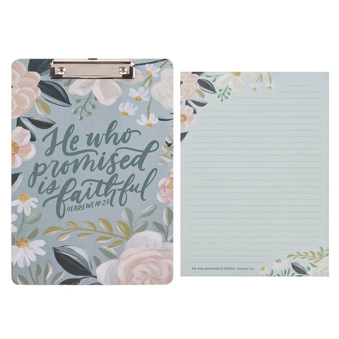 Clipboard w/Pad Floral He Who Promised is Faithful Heb 10:23