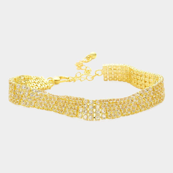 CZ Stone Embellished Tennis Evening Bracelet