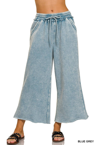 Blue Gray Acid Wash Fleece Sweatpants