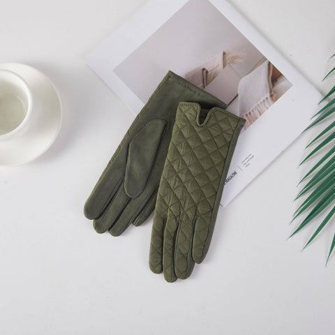 Olive quilted gloves
