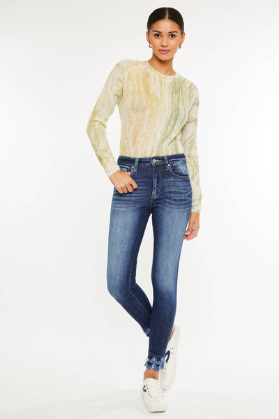 Kan Can fray hem dark jean