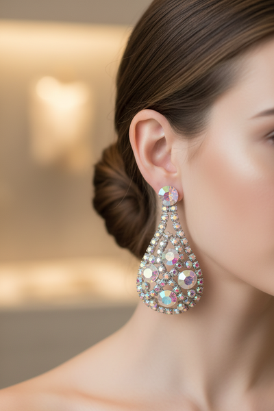 Teardrop design AB drop earrings