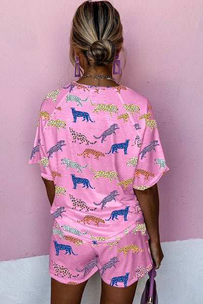 Pink Leopard Two Piece Lounge Set