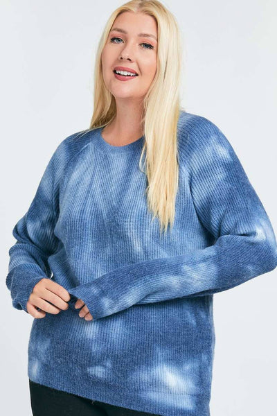 Blue Tie Dye Sweater Plus