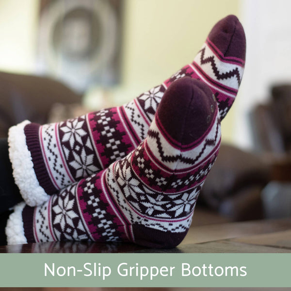 Purple Nordic Fleece Slipper Sock