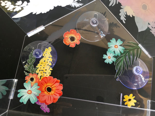 Bright Flowers Printed Acrylic Window Bird Feeder
