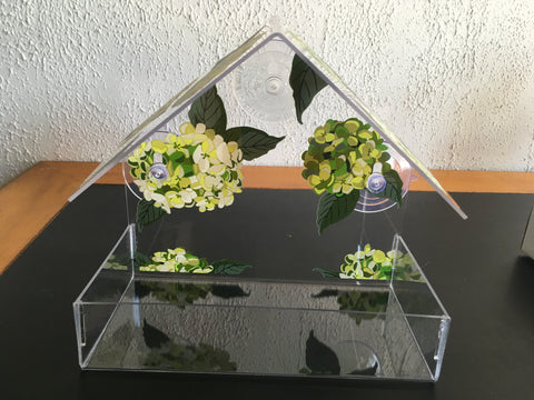 Hydrangeas Floral Printed Acrylic Window Bird Feeder