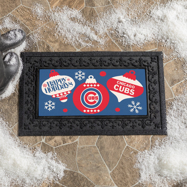 Chicago Cubs Holiday Flocked Coir Sassafras Switch Mat