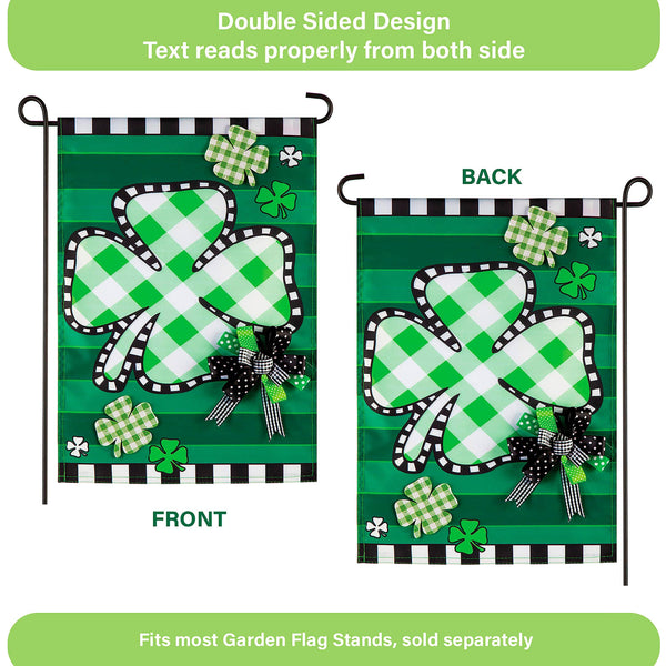 Check Clover St Patrick’s Garden Applique Flag