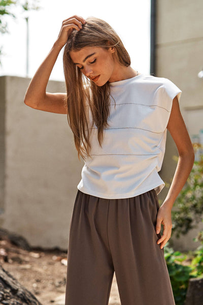 White Rhinestone accent Top