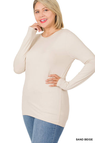 Sand Beige Microfiber Round Neck Tee Plus