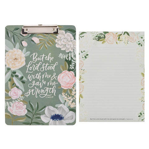 Clipboard w/Pad Floral But the Lord Stood With Me 1 Tim 4:17