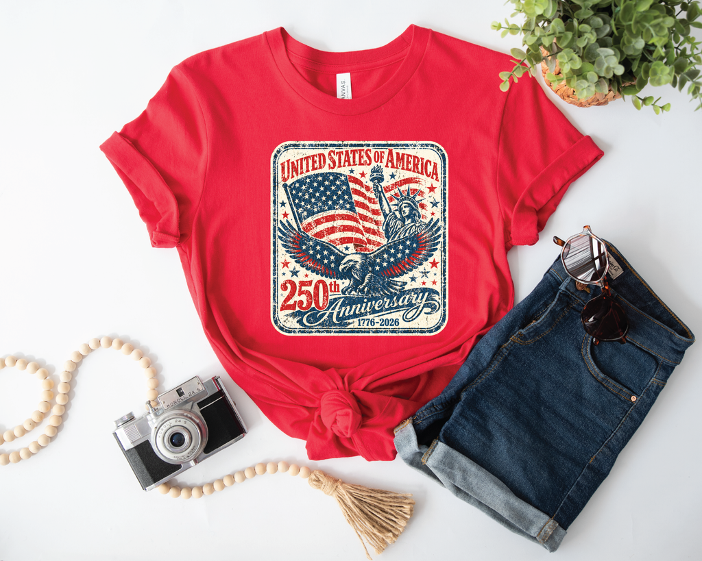 USA 250 Years patriotic UNISEX RED T-shirt
