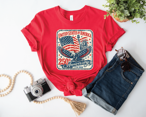 USA 250 Years patriotic UNISEX RED T-shirt
