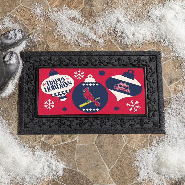 St Louis Cardinals Holiday Flocked Coir Sassafras Switch Mat