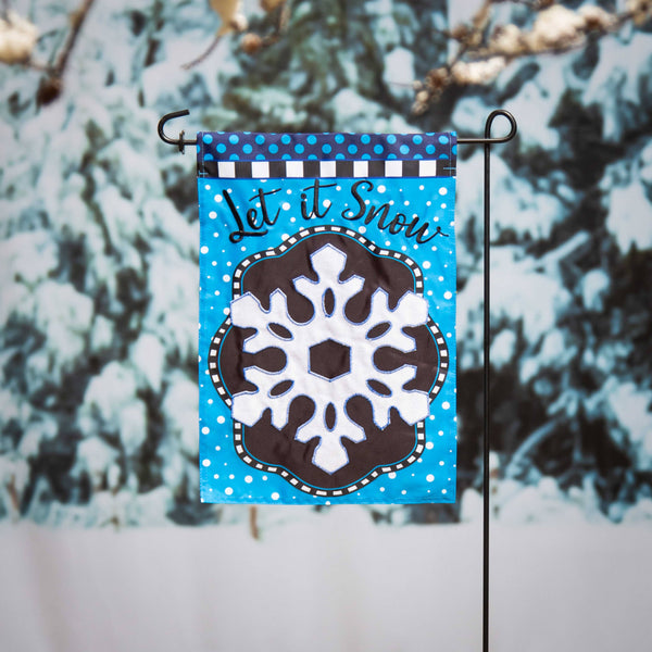 Patterned Snowflake Applique Garden Flag