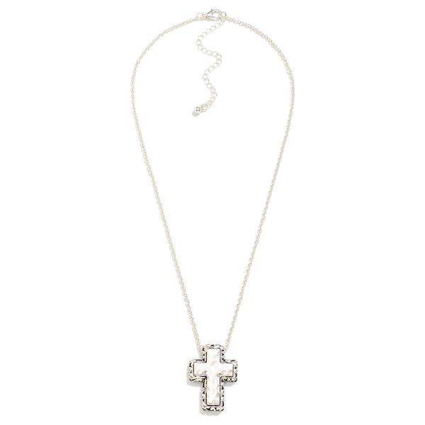 Silver Hammered Cross Necklace