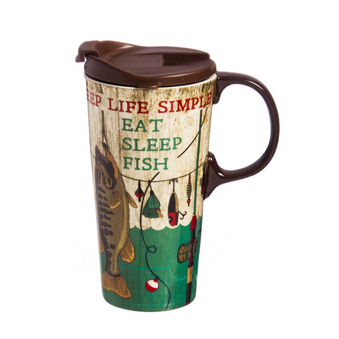 Keep Life Simple Fishing Ceramic 17 oz Travel Cup