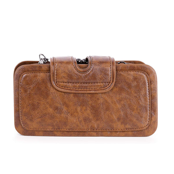 Brown Stud And Stone Organizer Crossbody