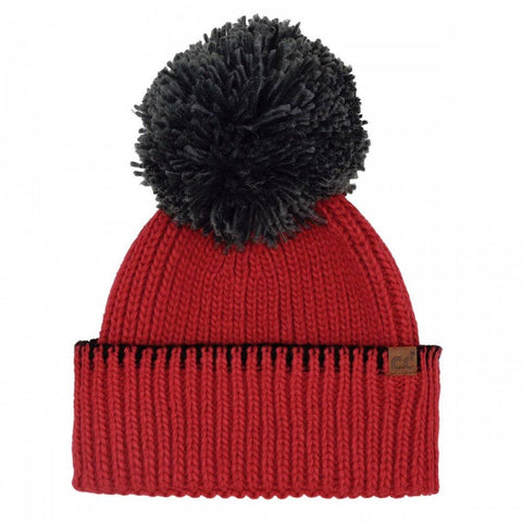 Red with Black pom Beanie