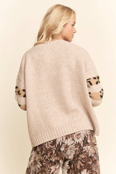 Taupe Leopard Star Sweater Top