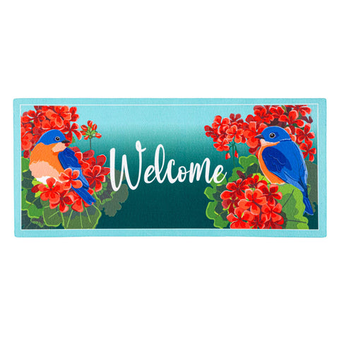 Bluebird in Red Geraniums Sassafras Switch Mat