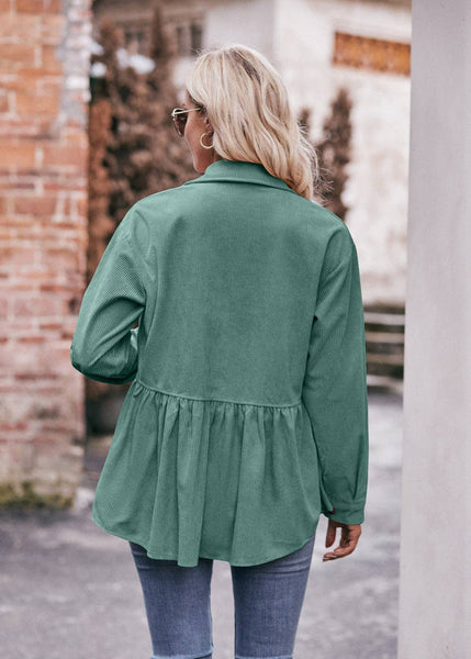 Green Babydoll Corduroy Shirt