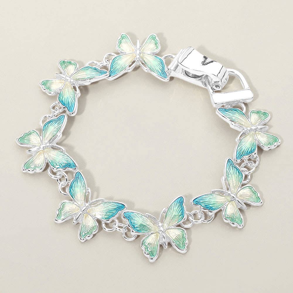 Blue Butterfly Link Magnetic Bracelet