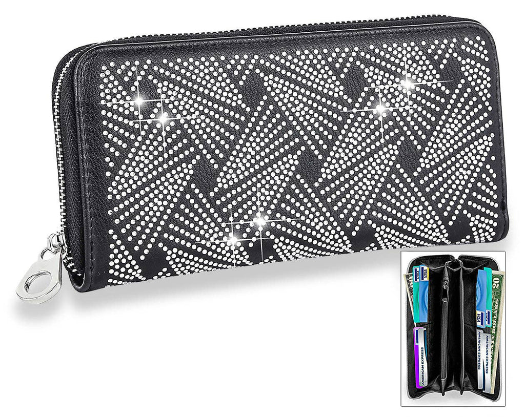 Glittering Rhinestone Design Accordion Wallet