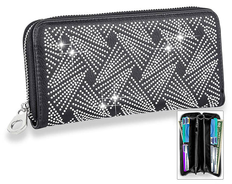 Glittering Rhinestone Design Accordion Wallet